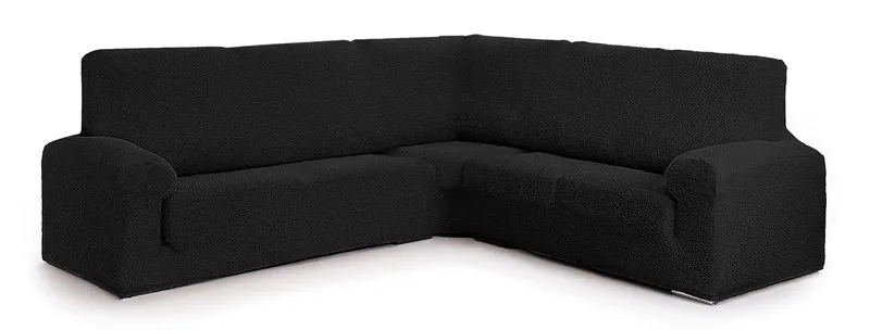Milica Bezug für Ecksofa aus anpassbarem Stoff, normale Grösse (bis zu 450 cm), Farbe 10 Schwarz 10