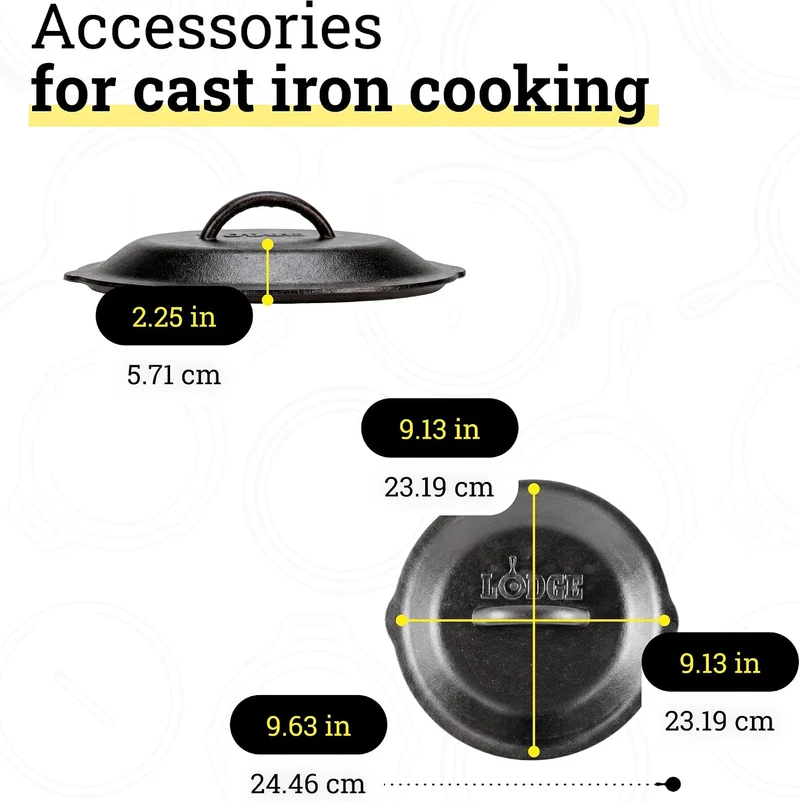 Lodge Cookware Cover L6SC3 Kochgeschirr-Abdeckung, Gusseisen, schwarz 9 Inch, 9 Inch