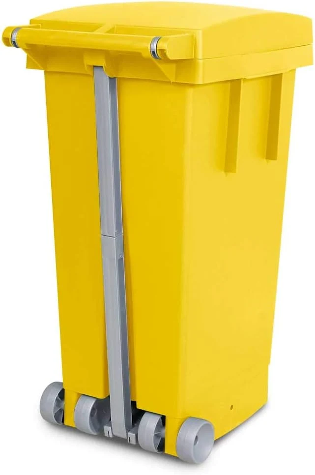 Mülltonnen 'Big Tata' mit Deckel, Rollen und Pedal. Abmessungen cm 38 x 50 x H80.