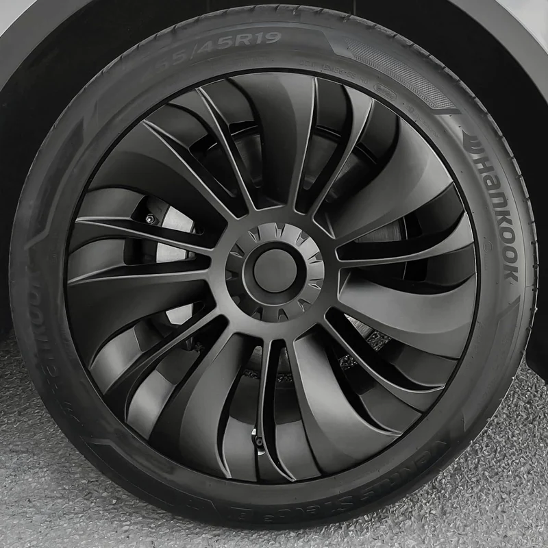 KAVANIC passend für Tesla Model Y Radabdeckung, Radkappe 19 Zoll, Mattschwarz, unterstützt Logo-Symm