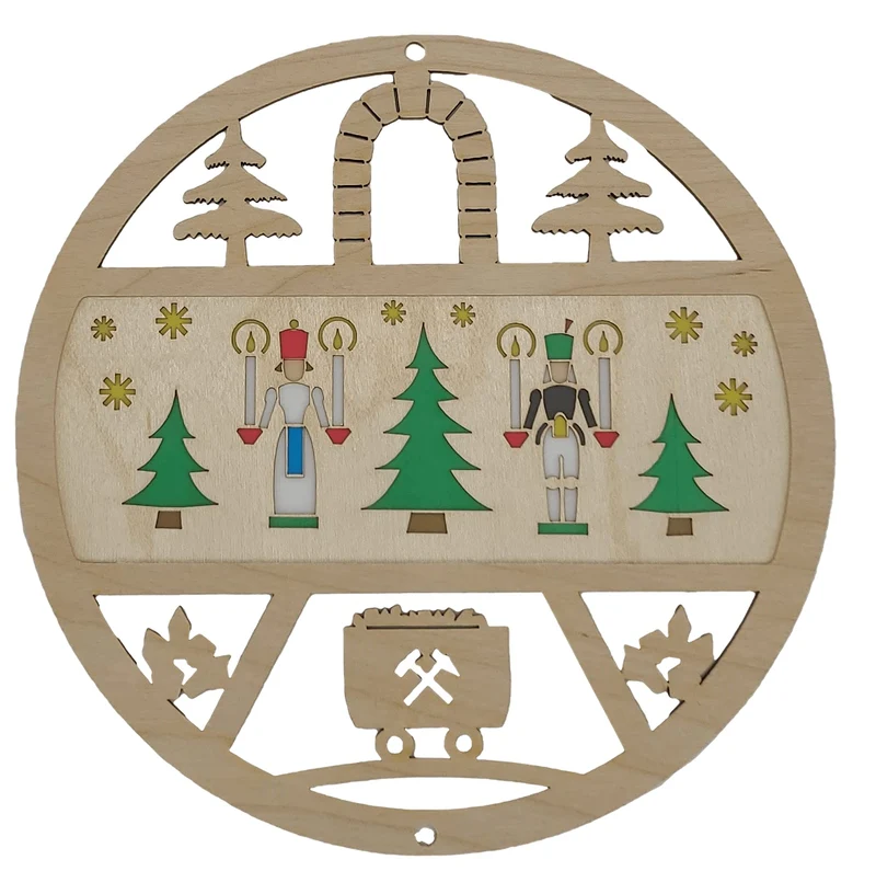 Rudolphs Schatzkiste Fensterbild Engel und Bergmann HxB= 15x15cm NEU Fensterbild Spanbaum Adventsste