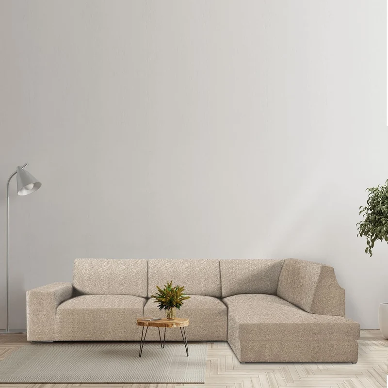 Milica Chaise-Sofabezug mit Rückenlehne aus anpassbarem Stoff, Butan, rechts, Farbe 01, Beige 01 - B
