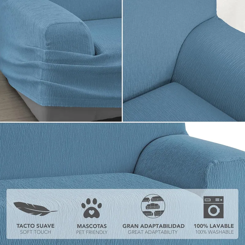 Martina Home Elastischer Sofabezug Modell Emilia 4 Plätze Blau (AZAFATA) 4 Sitzer Blau (Azafata), 4