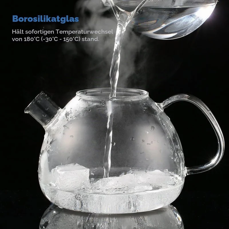 Ecooe 1500ml Teekanne mit Stövchen Teebereiter Glas und Teewärmer Teekanne Suit 1500ml Teekanne mit