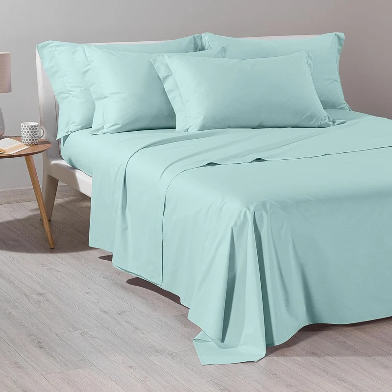 Caleffi Baumwolle, einfarbig, Bettwäsche, Wasser, Doppelbett 160 x 190 cm Aqua (Blau), 160 x 190 cm
