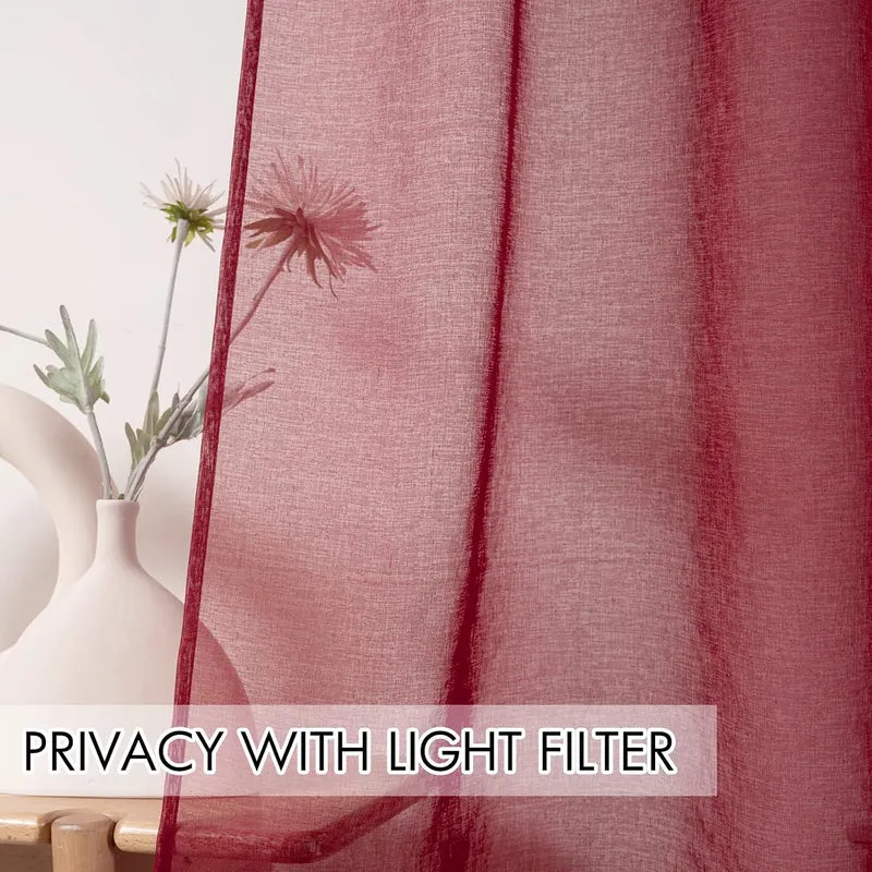 MIULEE Sheer Voile Vorhang Weihnachtsdeko mit Ösen Transparente Optik Gardine Ösenvorhang Ösenschal