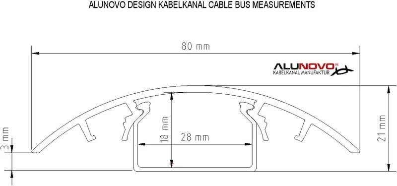 TV Design Aluminium Kabelkanal Edelstahl gebürstet Look in verschiedenen Längen von ALUNOVO (Länge: