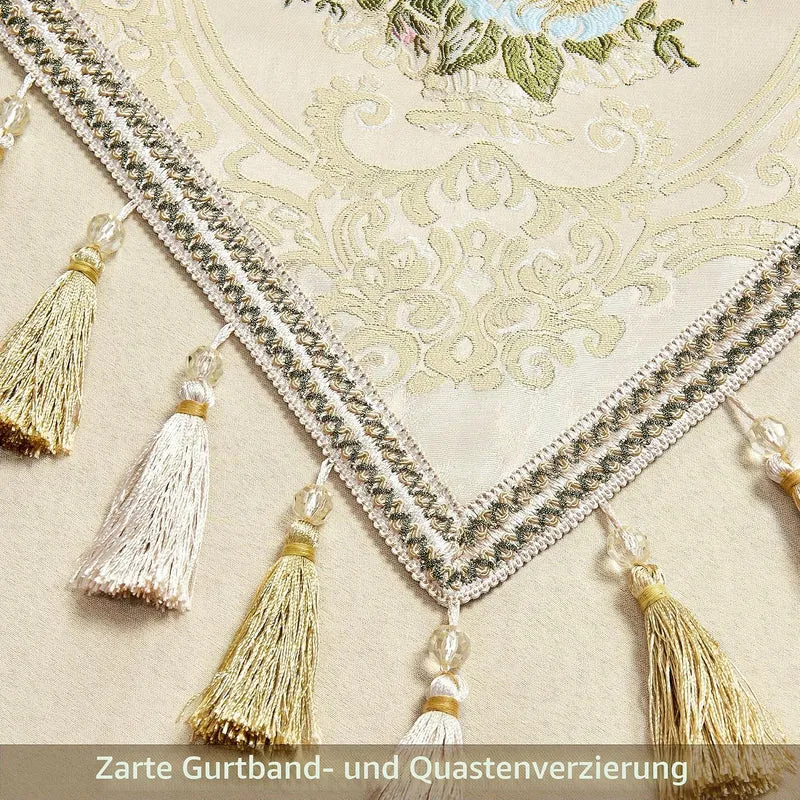 TOPLUXE Tischläufer mit Quasten, Florale Tischdecke für Esstisch Urlaub Party Wohnzimmer Dekoration
