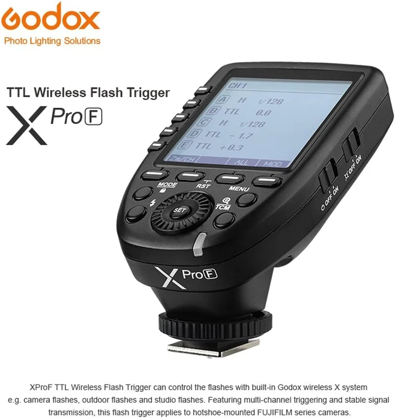Godox Xpro-F TTL Drahtloser Blitzauslöser ， 2.4G 1 / 8000s HSS TTL Konvertierungshandbuch TCM-Funkti