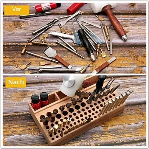 Lederhandwerk Werkzeughalter 98 Löcher Wood Leathercraft Werkzeughalter Holz Leder Handwerk Stempel