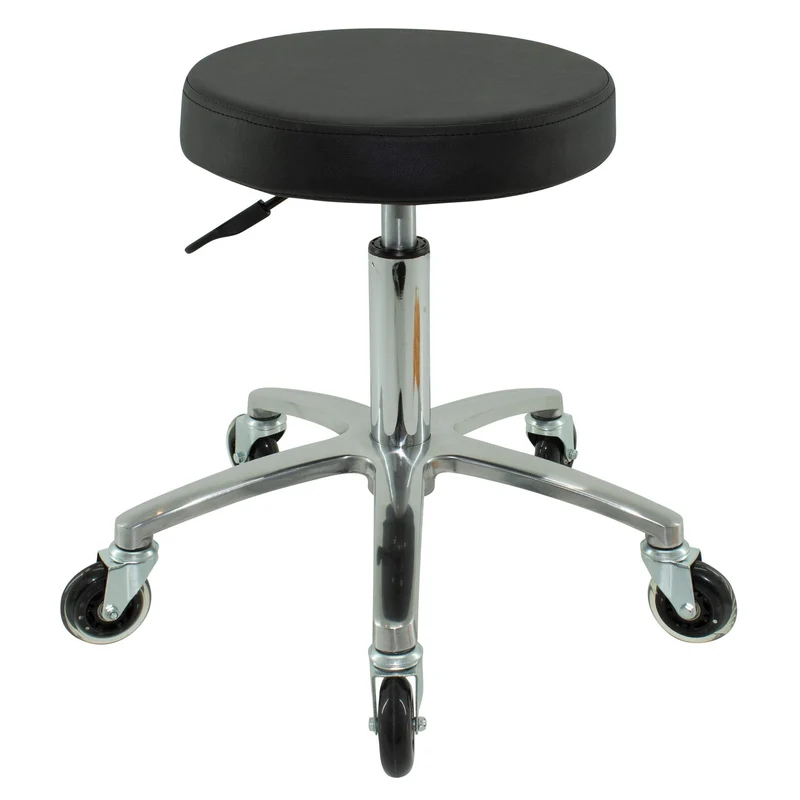 VAKON SALON - Rundocker auf hochwertigen Rollen - höhenverstellbarer Drehhocker 50-65 cm, Rollhocker