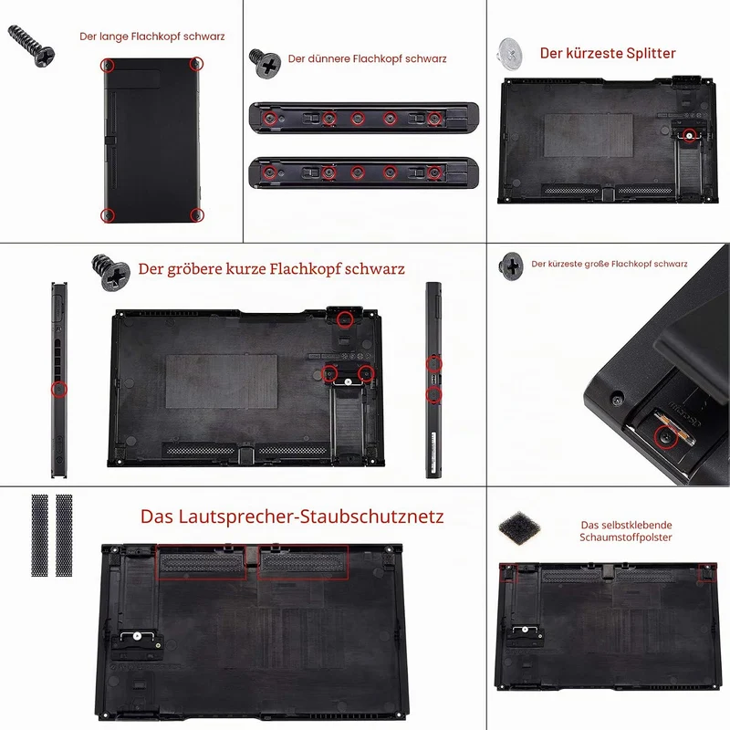 eXtremeRate Hülle Case für Nintendo Switch Joycon/Konsole, Rückgehäuse&Kickstand für Switch Console,