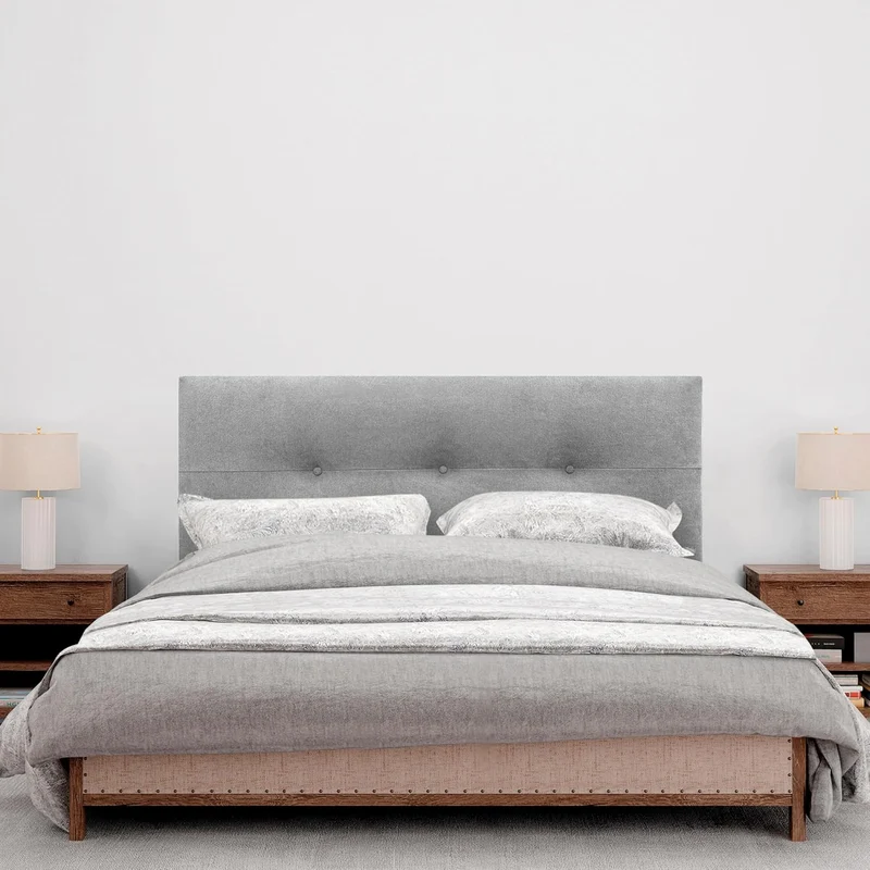 DHOME Kopfteil aus Kunstleder oder Stoff AQUALINE Pro Kopfteil Polsterkopfteil Luxusbett (Stoff Grau