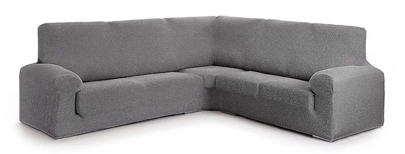 Milica Bezug für Ecksofa aus anpassbarem Stoff, normale Grösse (bis zu 450 cm), Farbe 16 Dunkelgrau