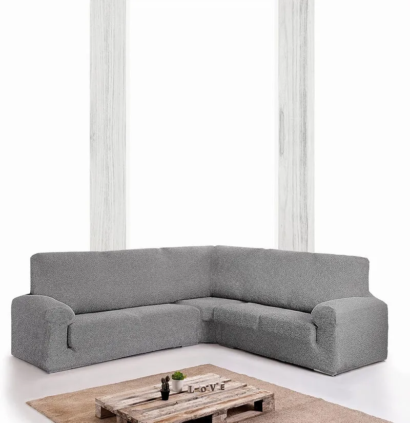 Milica Bezug für Ecksofa aus anpassbarem Stoff, normale Grösse (bis zu 450 cm), Farbe 16 Dunkelgrau