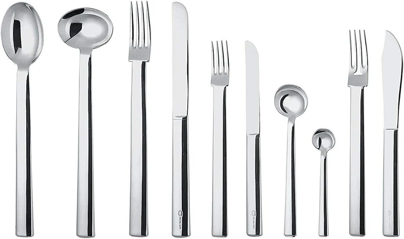 Alessi 18/10 Edelstahl Spiegel poliert "Rundes Modell" Original Tafellöffel, 6 Stück, silber