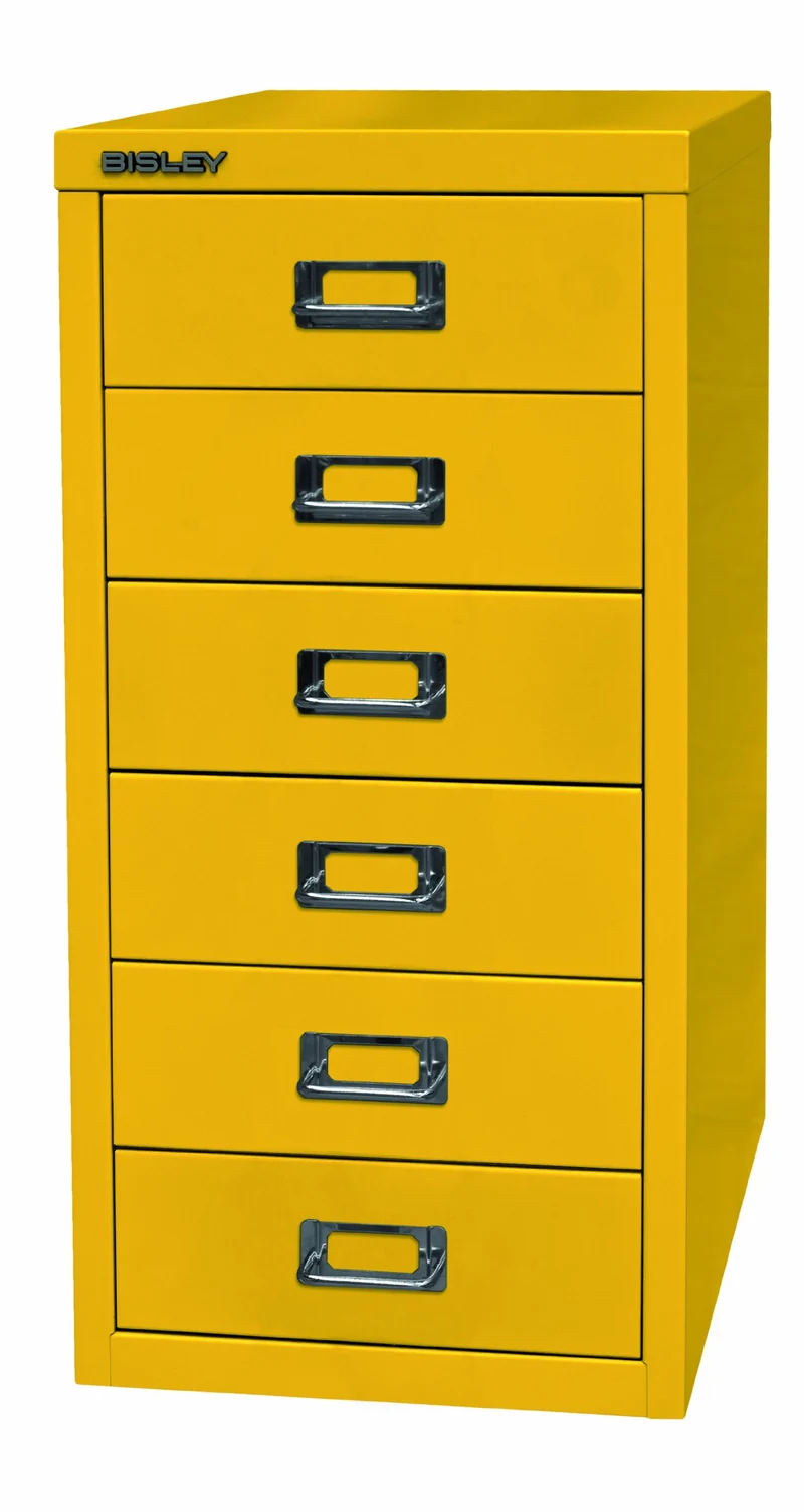 BISLEY MultiDrawer, 29er Serie, DIN A4, 6 Schubladen, Metall, 641 Zinkgelb, 38 x 27.9 x 59 cm, 641 Z