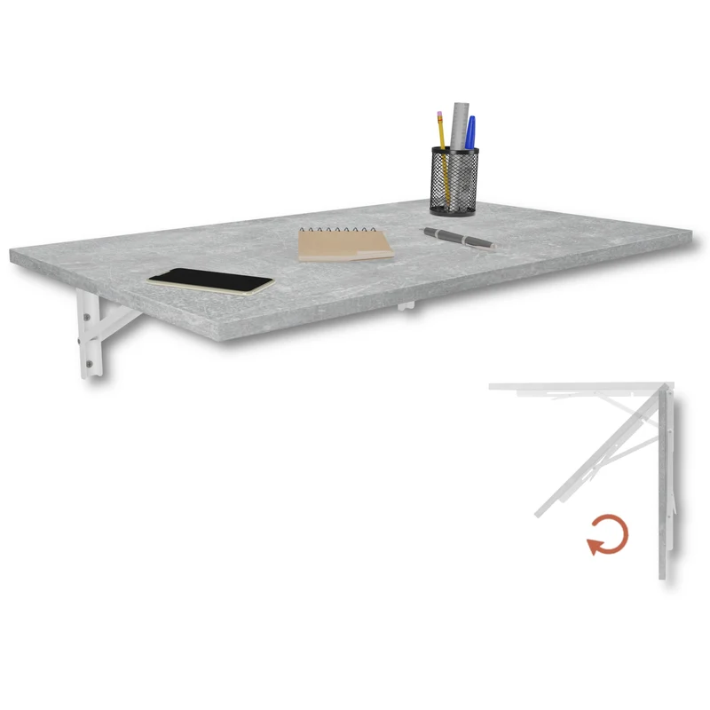 KDR Produktgestaltung Wandklapptisch Schreibtisch Tischplatte 80x50 cm in Betonoptik Klapptisch Esst