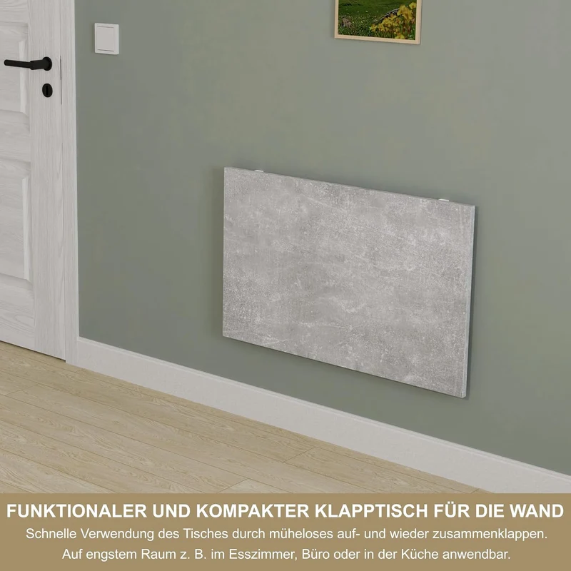 KDR Produktgestaltung Wandklapptisch Schreibtisch Tischplatte 80x50 cm in Betonoptik Klapptisch Esst