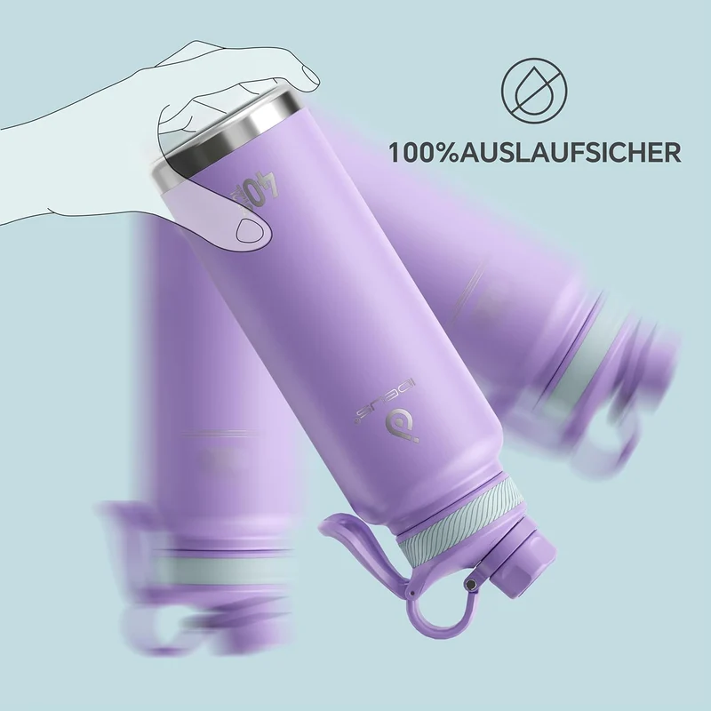 IDEUS Vakuumisolierte Wasserflasche, 40 Oz (1140 ml) Edelstahl Doppelwand Flasche Metall Sport Kanti