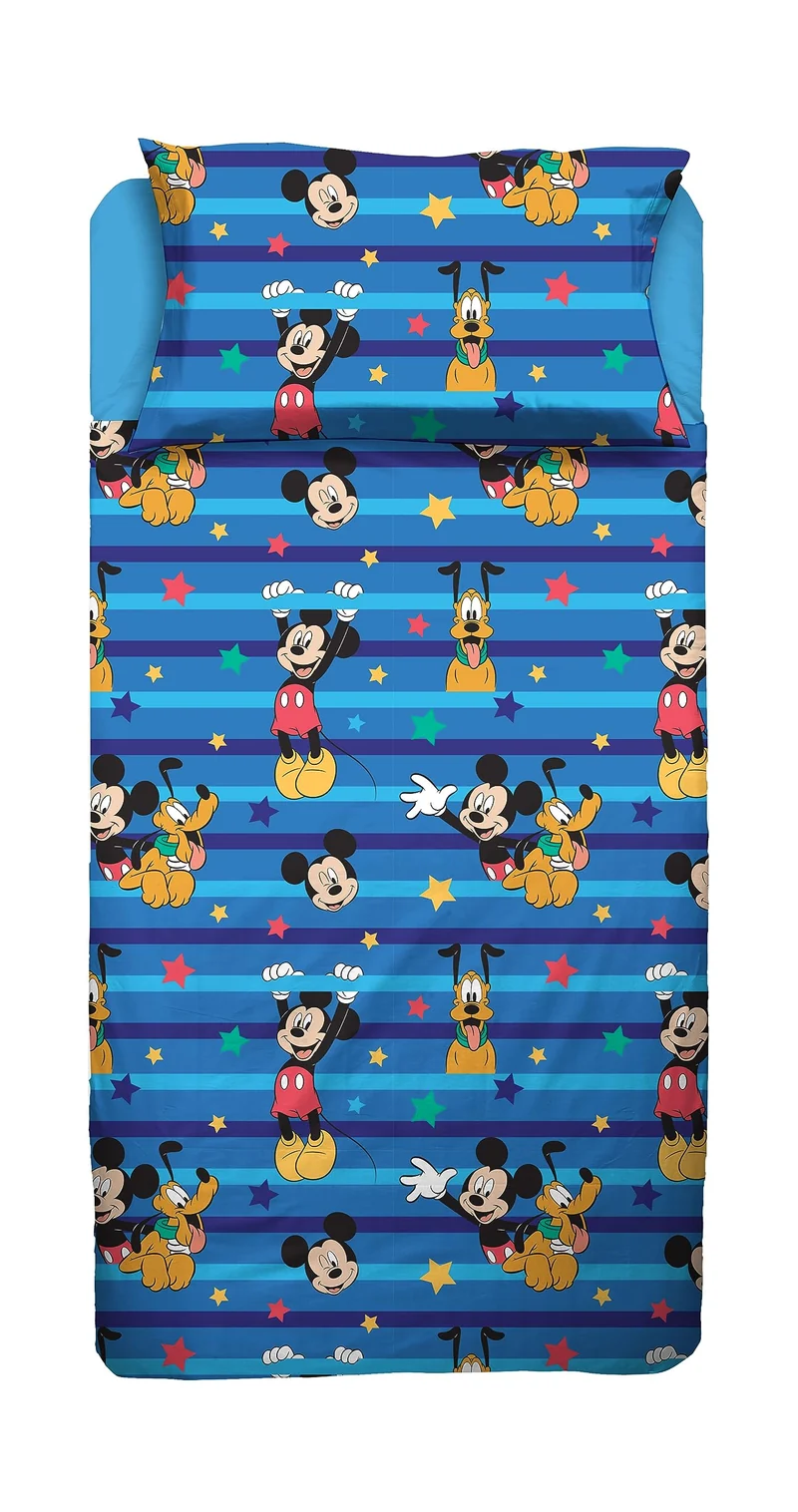 Mickey Mouse Mickey Mouse, Bettlaken für französisches Bett, Bettlaken, Spannbettlaken, Kissenbezug,