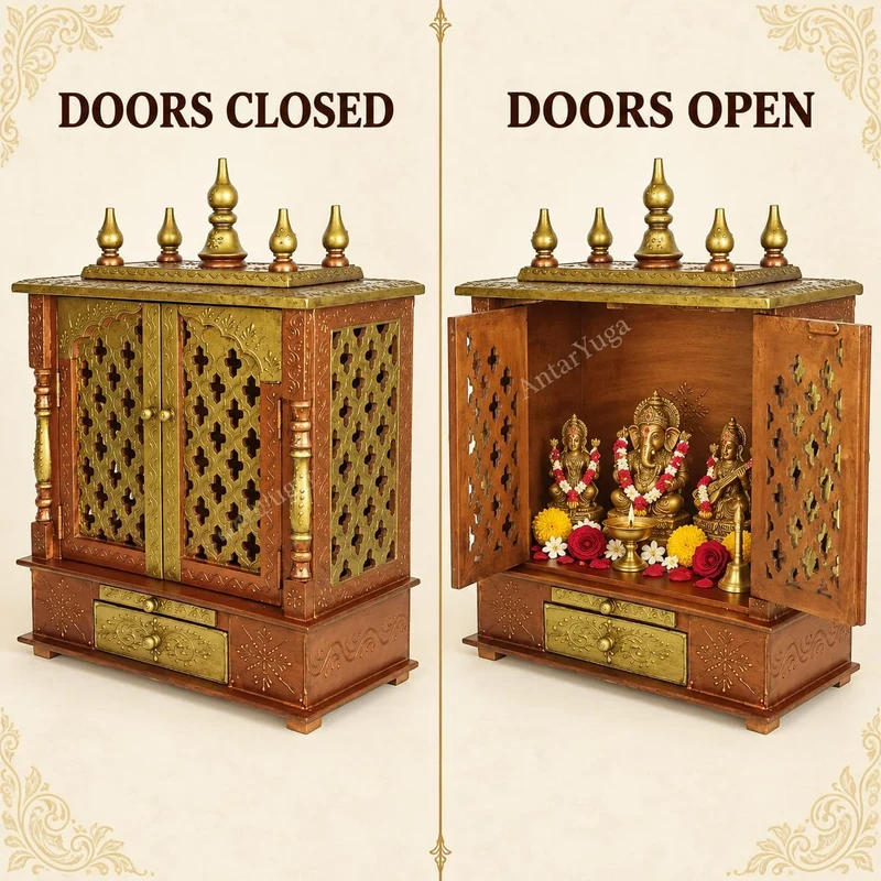 Home and Bazaar Rajasthani Holztempel/Mandir/Pooja Ghar/Mandapam