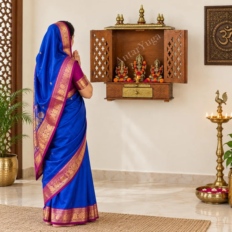 Home and Bazaar Rajasthani Holztempel/Mandir/Pooja Ghar/Mandapam