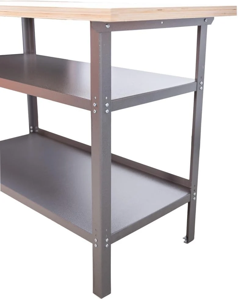 TrendLine Werkbank Arbeitsbank Tischlerbank 120 x 60 x 85cm 2 Ablageböden Arbeitstisch Werktisch Sch