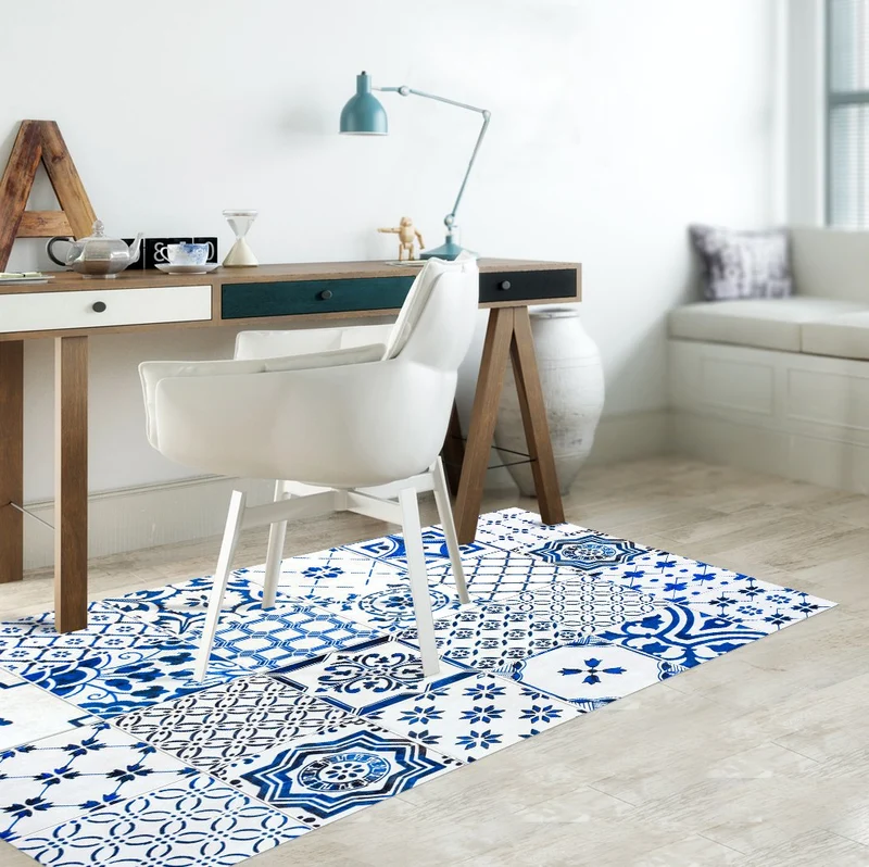 Viniliko Teppich Lissabon, Vinyl, blau, 66 x 100 x 3 cm 66x100x3 cm Blau, 66x100x3 cm Blau