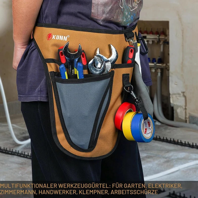 KUNN Garten-Werkzeug-Taillengürtel – 4 tiefe Taschen, Werkzeugschürze für Damen und Herren, Allzweck