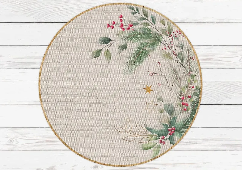 Set mit 4 Einzelstücken, Vinyl, rund, Weihnachtsstrauss, 40 cm