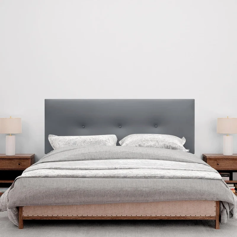 DHOME Kunstleder oder Acualine Stoff Kopfteil einfarbig mit Knöpfen gepolstert HIGH Range Luxus Bett