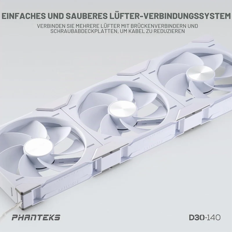 Phanteks D30 PWM Regular Airflow, D-RGB Lüfter - 140mm, weiss Standard x1 Black, Standard x1 Black