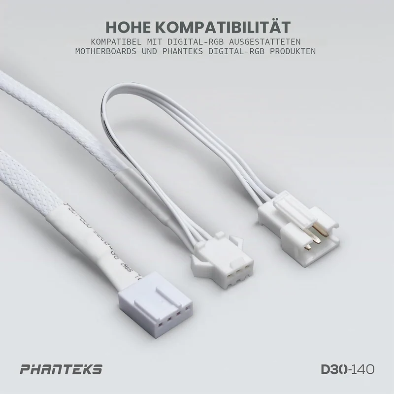 Phanteks D30 PWM Regular Airflow, D-RGB Lüfter - 140mm, weiss Standard x1 Black, Standard x1 Black