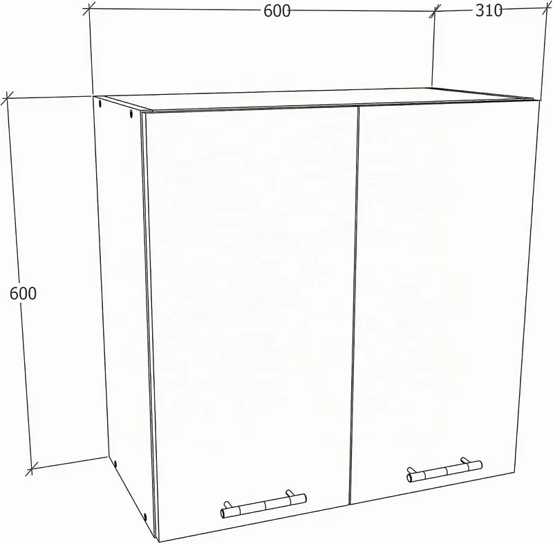 VCM Küchenschrank Breite 60 cm Holztür Hängeschrank Küche Küchenmöbel Esilo Weiss, Weiss