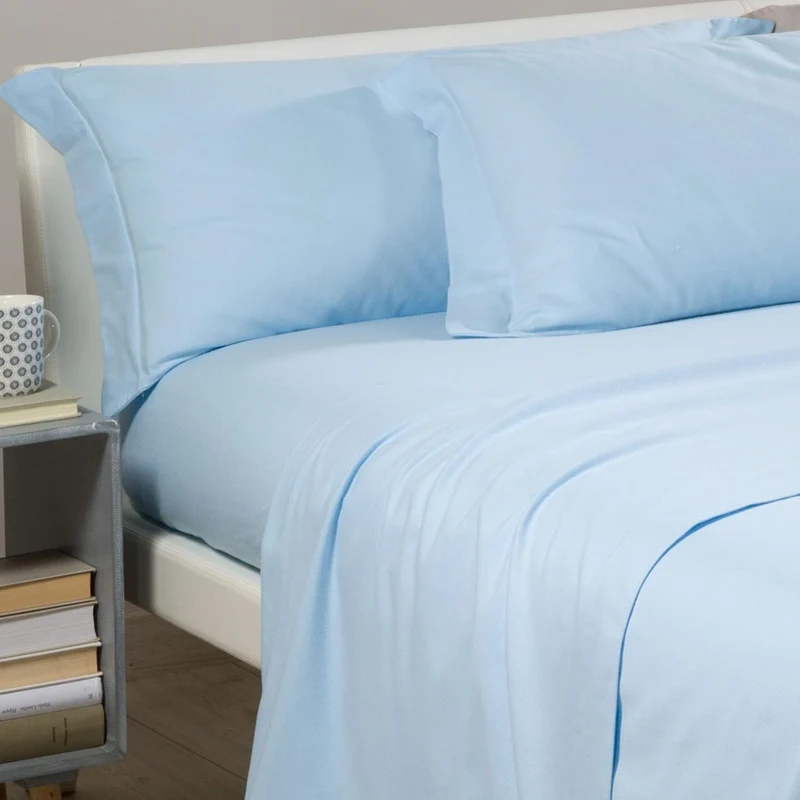 Caleffi - Bettwäsche-Set, einfarbig, Flanell, einfarbig, für Doppelbett, Himmel 160 x 190 cm Himmelb