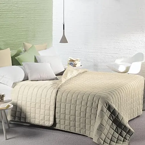 Caleffi - Tagesdecke, gesteppt, modern, einfarbig, für französisches Bett, Koralle Una piazza e mezz