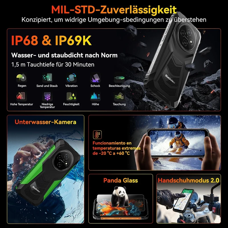 Blackview N6000 Outdoor Handy Ohne Vertrag, Extrem Robust 60m Fallwiderstand, 4.3" Kleines Handy QHD
