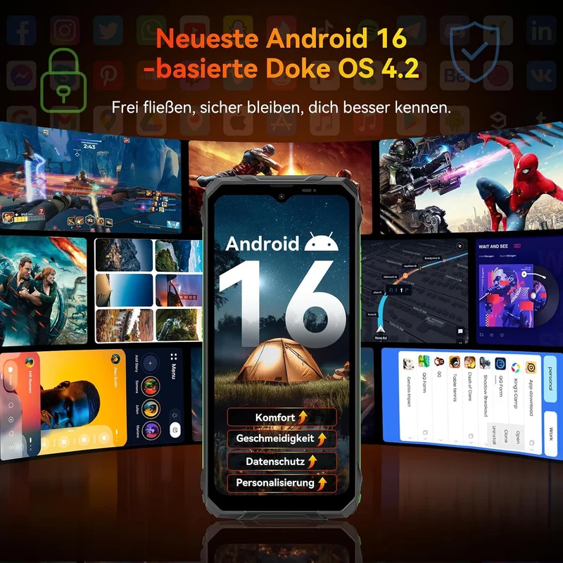 Blackview N6000 Outdoor Handy Ohne Vertrag, Extrem Robust 60m Fallwiderstand, 4.3" Kleines Handy QHD