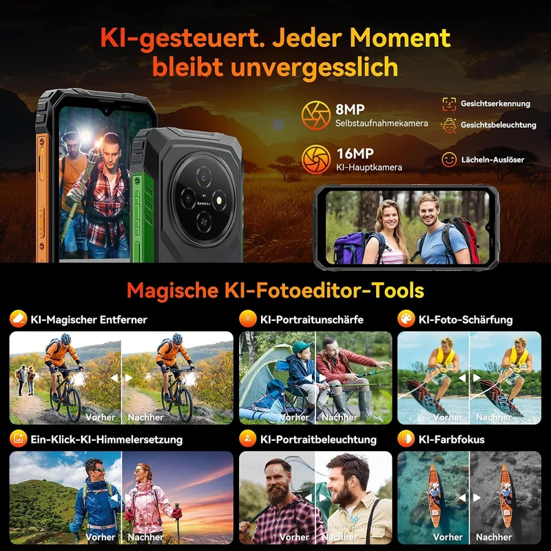 Blackview N6000 Outdoor Handy Ohne Vertrag, Extrem Robust 60m Fallwiderstand, 4.3" Kleines Handy QHD