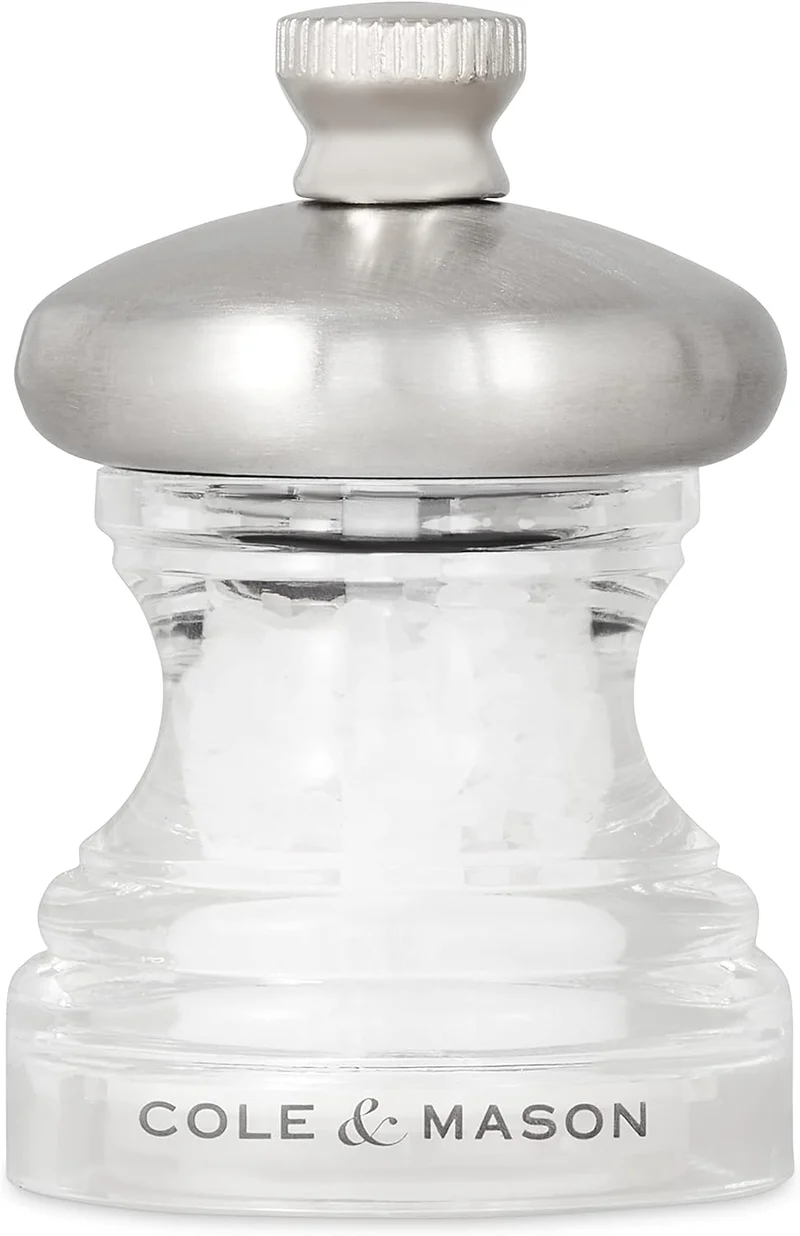 Cole & Mason H302418 Button Salz und Pfeffermühle, 2er Set Manuell, Edelstahl / Acryl, 65mm, Precisi