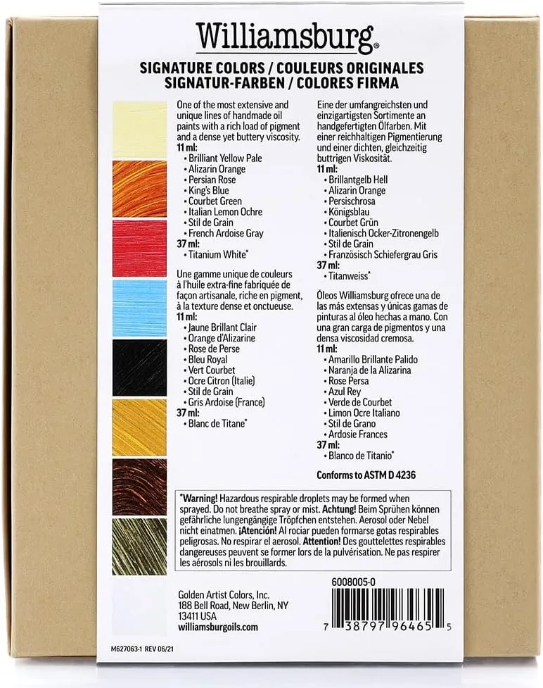 Williamsburg Oil Signature Colors Set by Williamsburg Sets Grau,Orange,Königsblau, Sets Grau,Orange,