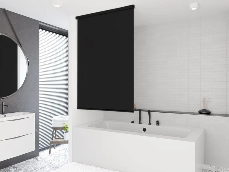 probath HALB Kassetten DUSCHROLLO Modell Uni SCHWARZ 7 Breiten ZUR Wahl (140x240 cm)