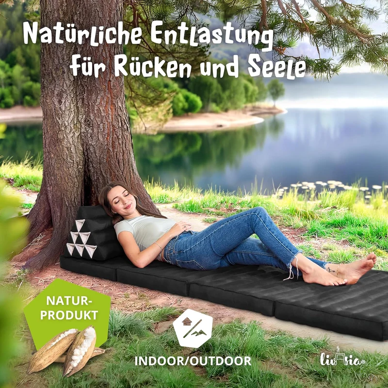 livasia Rückenstützkissen einfarbig, Dreieckskissen für Garten und Balkon, Keilkissen mit Kapok, han