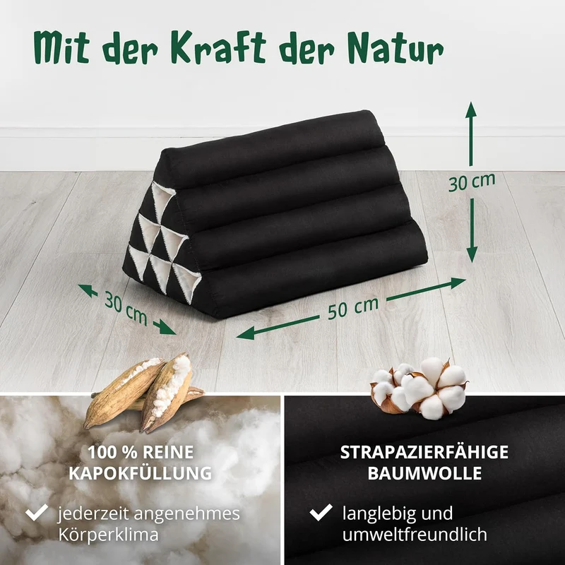 livasia Rückenstützkissen einfarbig, Dreieckskissen für Garten und Balkon, Keilkissen mit Kapok, han