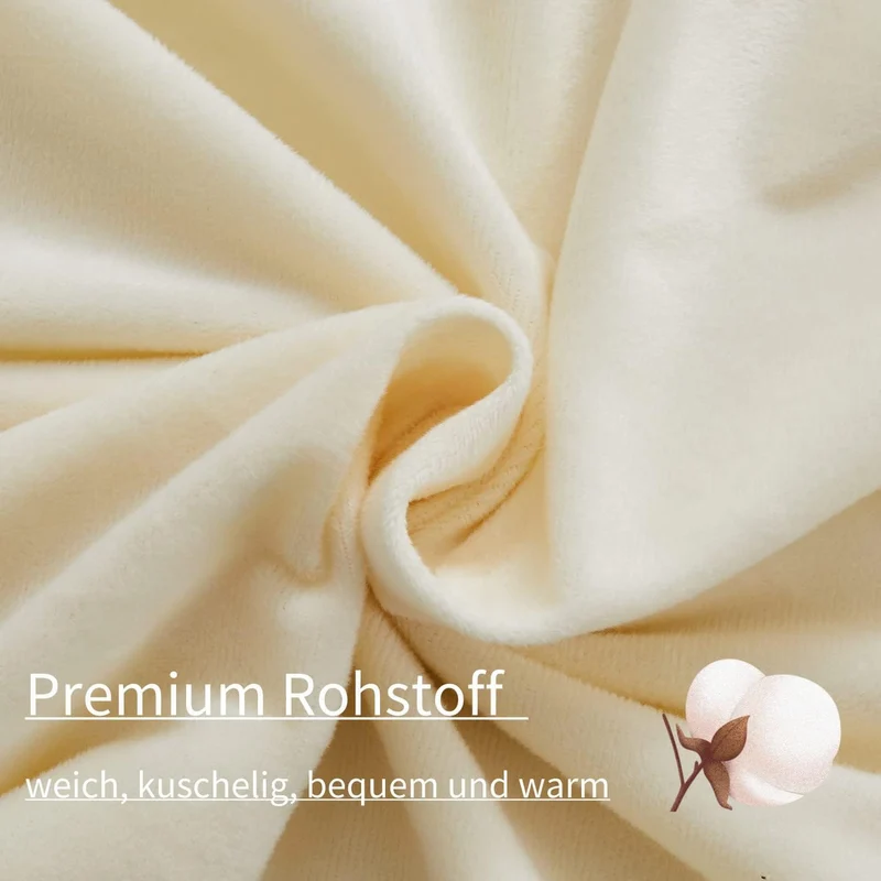 Boqingzhu Flauschige Plüsch Spannbettlaken 200x200cm Beige Weiss Fleece Flanell Cashmere Touch Spann