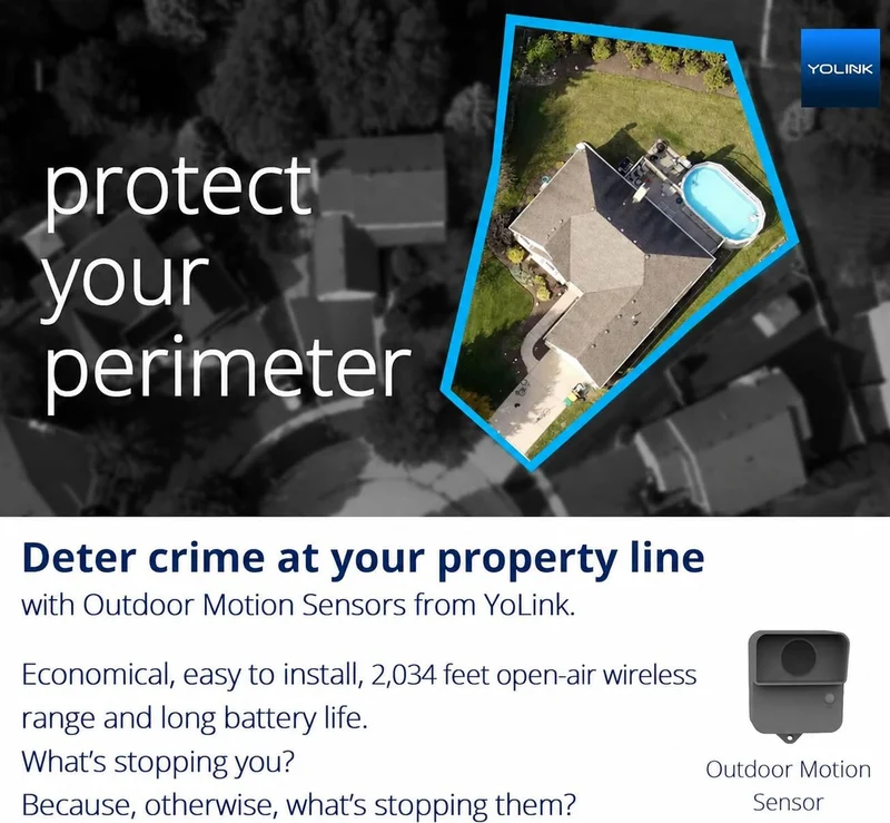 YoLink Smart Outdoor Bewegungsmelder, Trespassing Alarm, Auffahrtsalarm, 1/4 Meilen Reichweite LoRa-