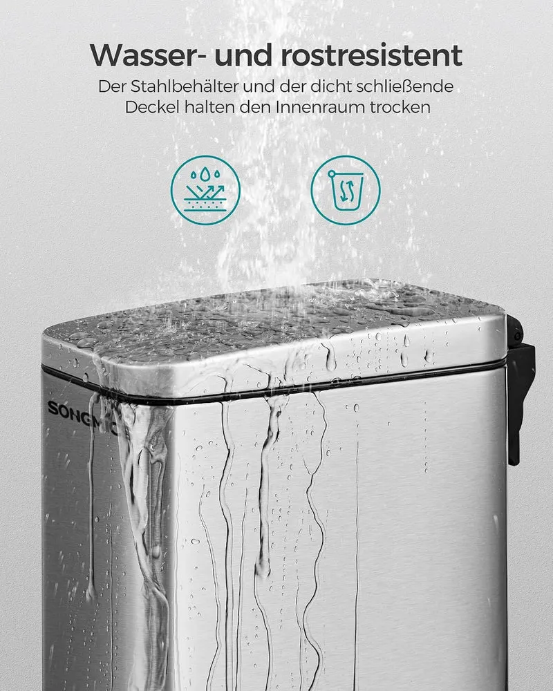 SONGMICS Kosmetikeimer, 5 Liter, Mülleimer Bad, mit Deckel, Tretmülleimer, Abfalleimer klein, schmal