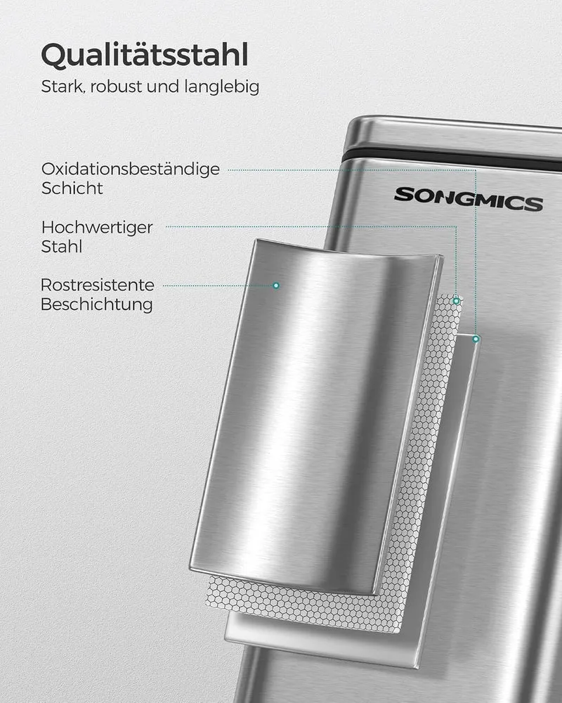 SONGMICS Kosmetikeimer, 5 Liter, Mülleimer Bad, mit Deckel, Tretmülleimer, Abfalleimer klein, schmal