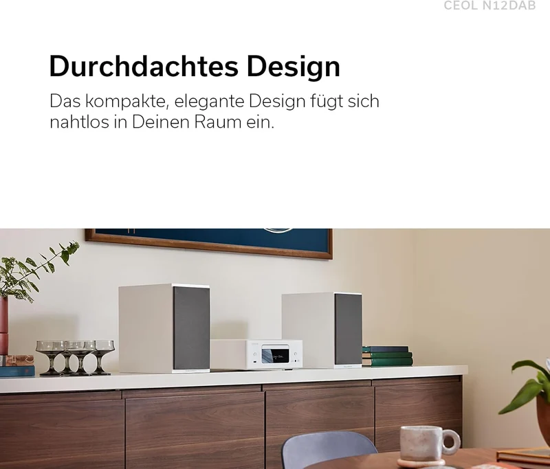 Denon CEOL N-12DAB Kompaktanlage, HiFi Verstärker mit Lautsprechern, CD-Player, Musikstreaming, HEOS